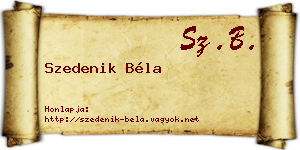 Szedenik Béla névjegykártya